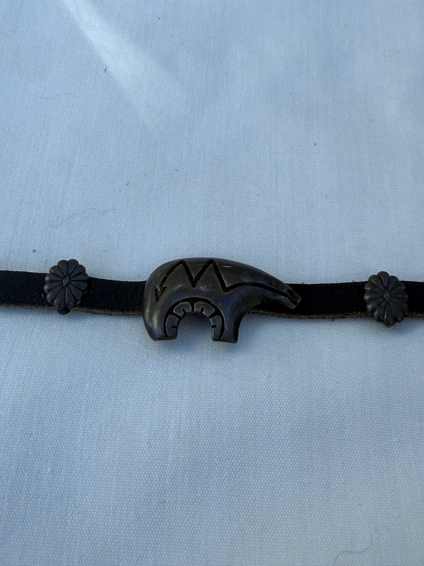 Vintage Leather and Sterling Bracelet