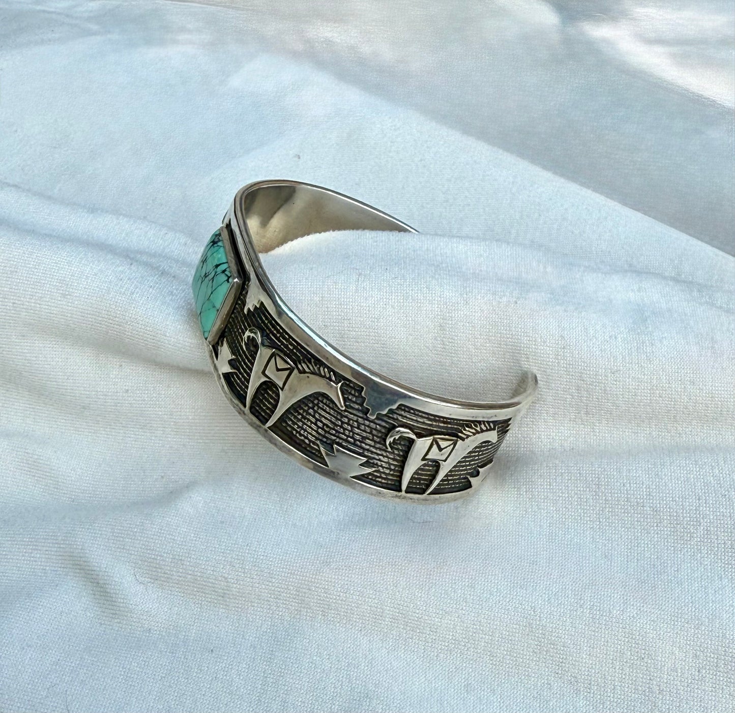 Turquoise and Sterling Horse Cuff