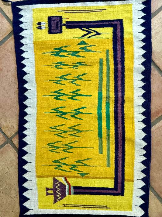 Vintage Navajo Yei Corn Rug