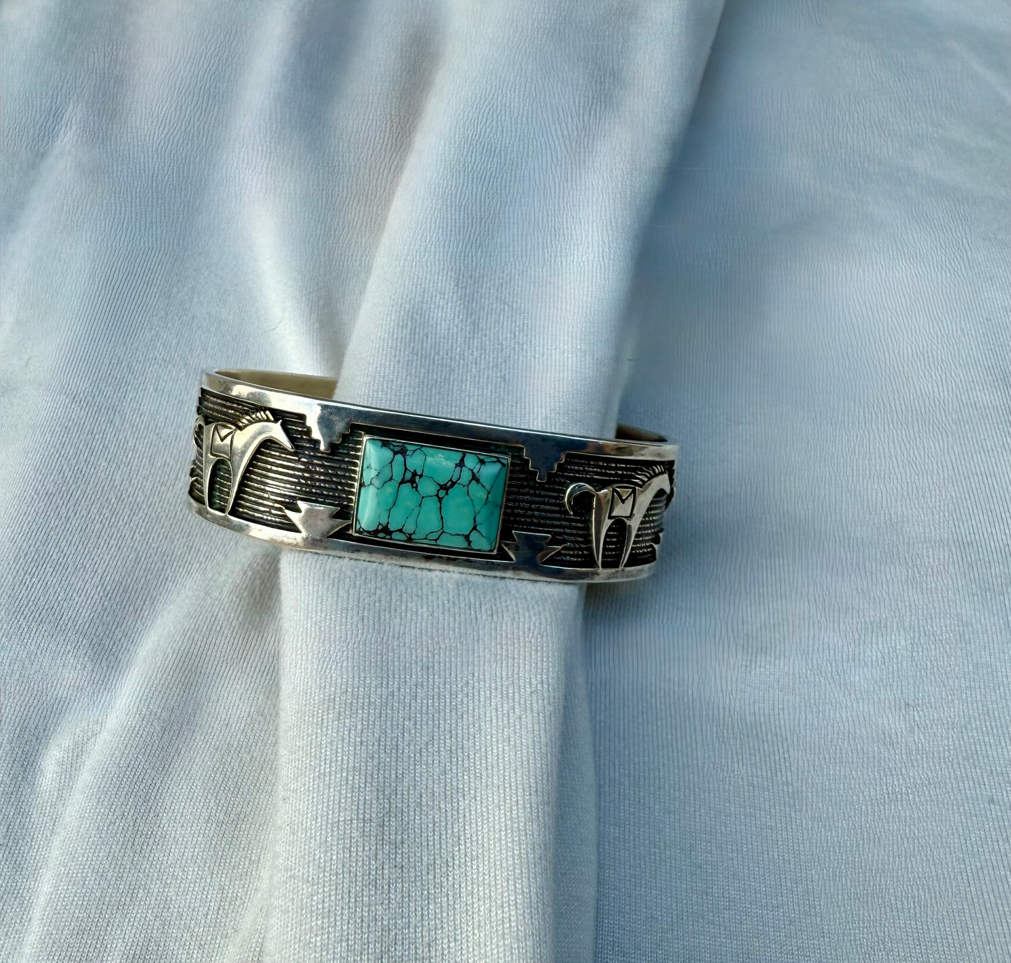 Turquoise and Sterling Horse Cuff