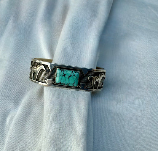 Turquoise and Sterling Horse Cuff