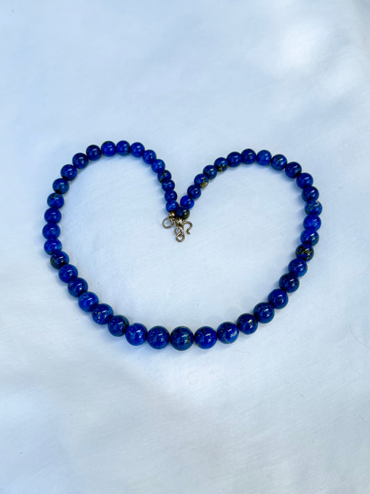 Vintage Lapis Bead Necklace