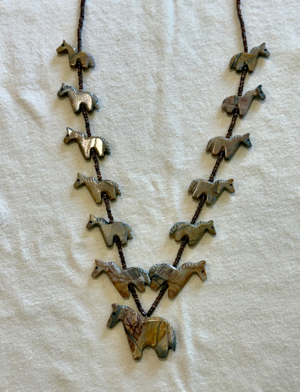 Vintage Serpentine Horse Fetish Necklace
