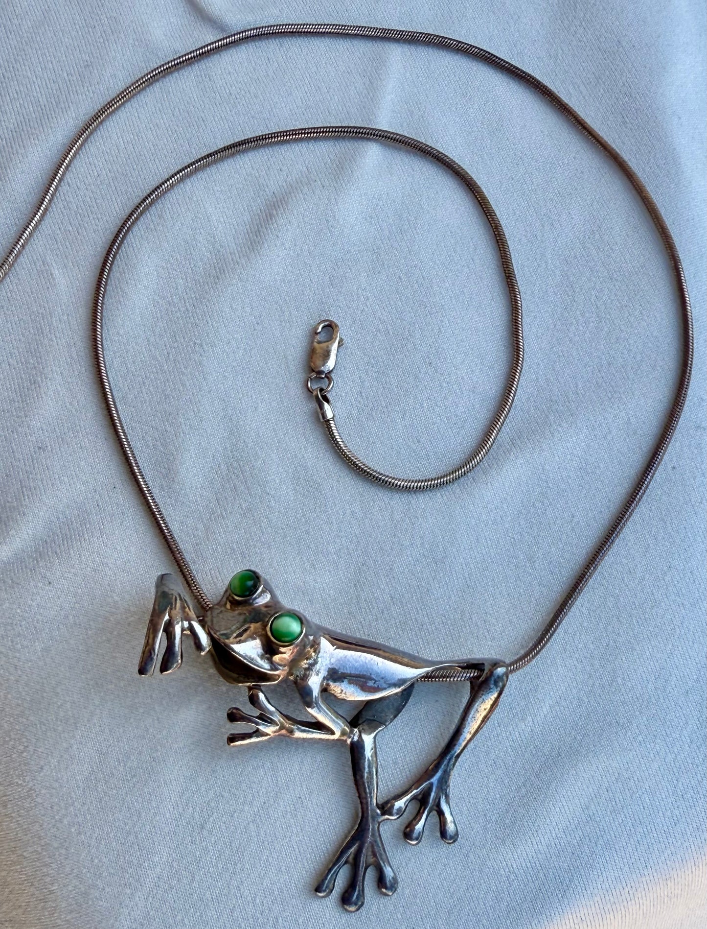 Sterling Silver Frog Necklace