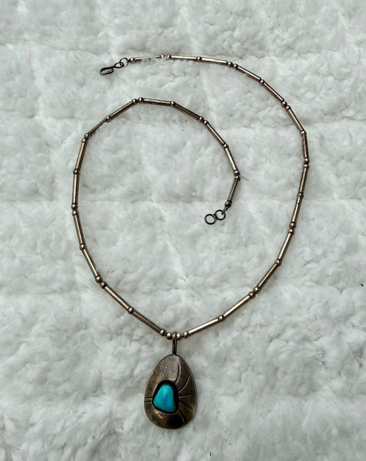 Signed Turquoise and Sterling Necklace