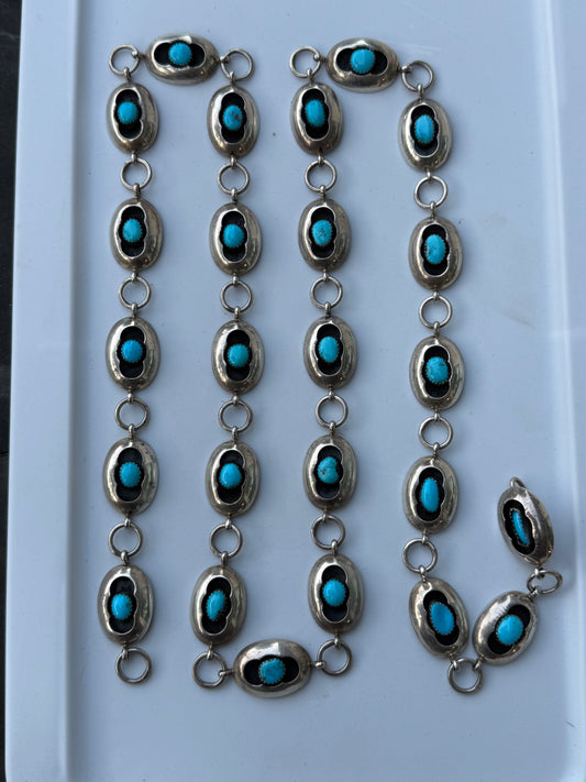 Vintage Turquoise and Sterling Concho Belt