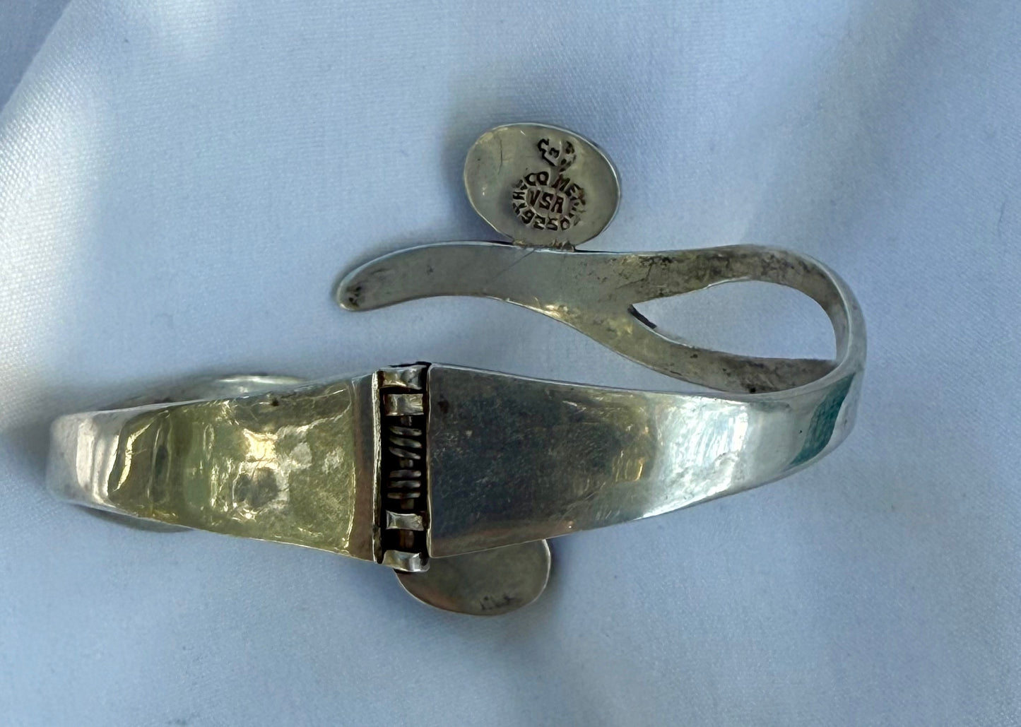 Vintage Sterling and Amethyst Hinged Bracelet