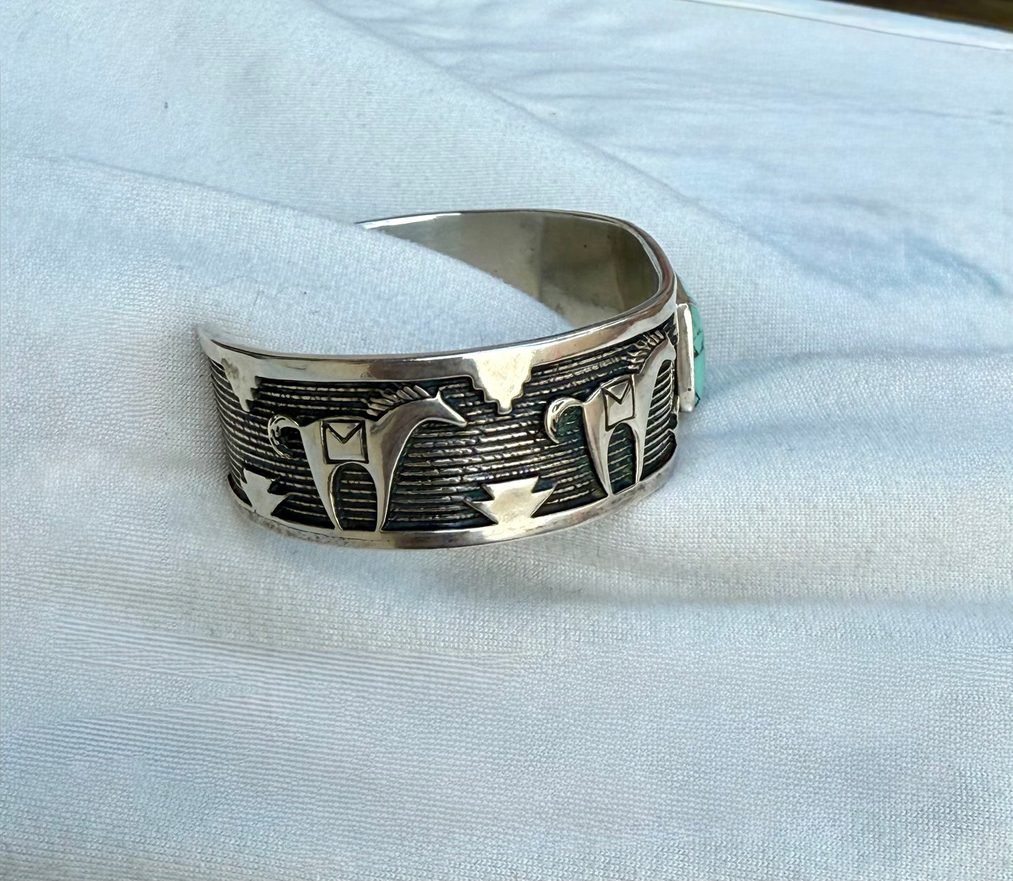 Turquoise and Sterling Horse Cuff
