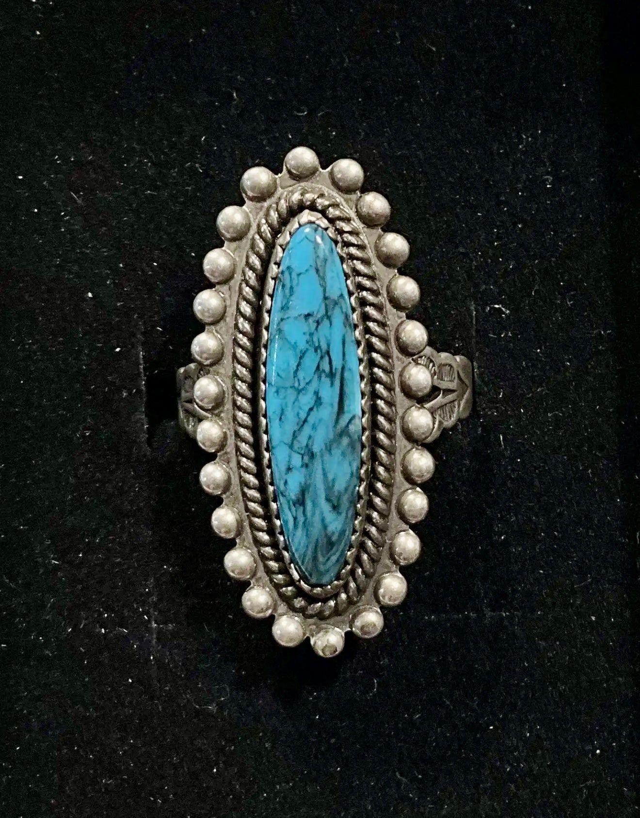 Sterling Silver and Turquoise Bell Trading Post Vintage Ring