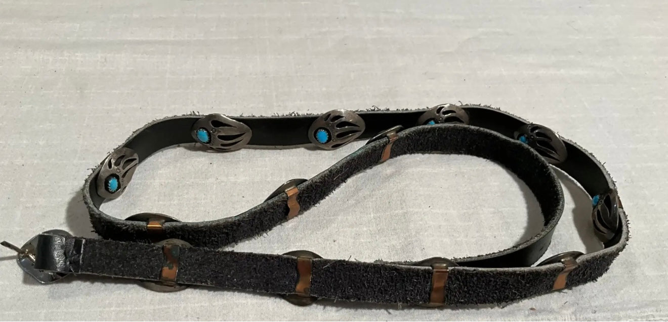 Sterling Silver & Turquoise Bear Paw Vintage Hat Band