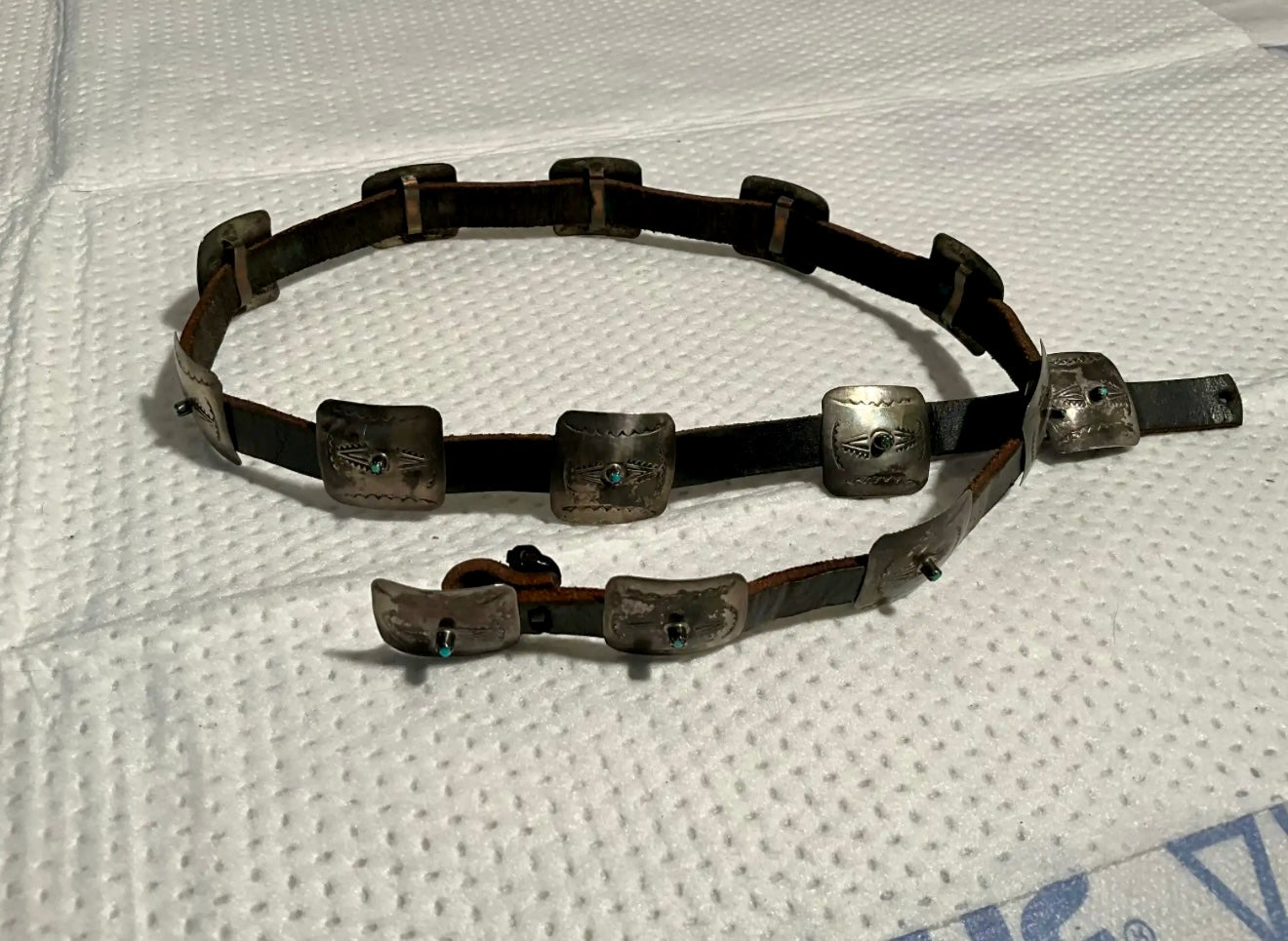 Sterling and Turquoise Vintage Signed Hat Band