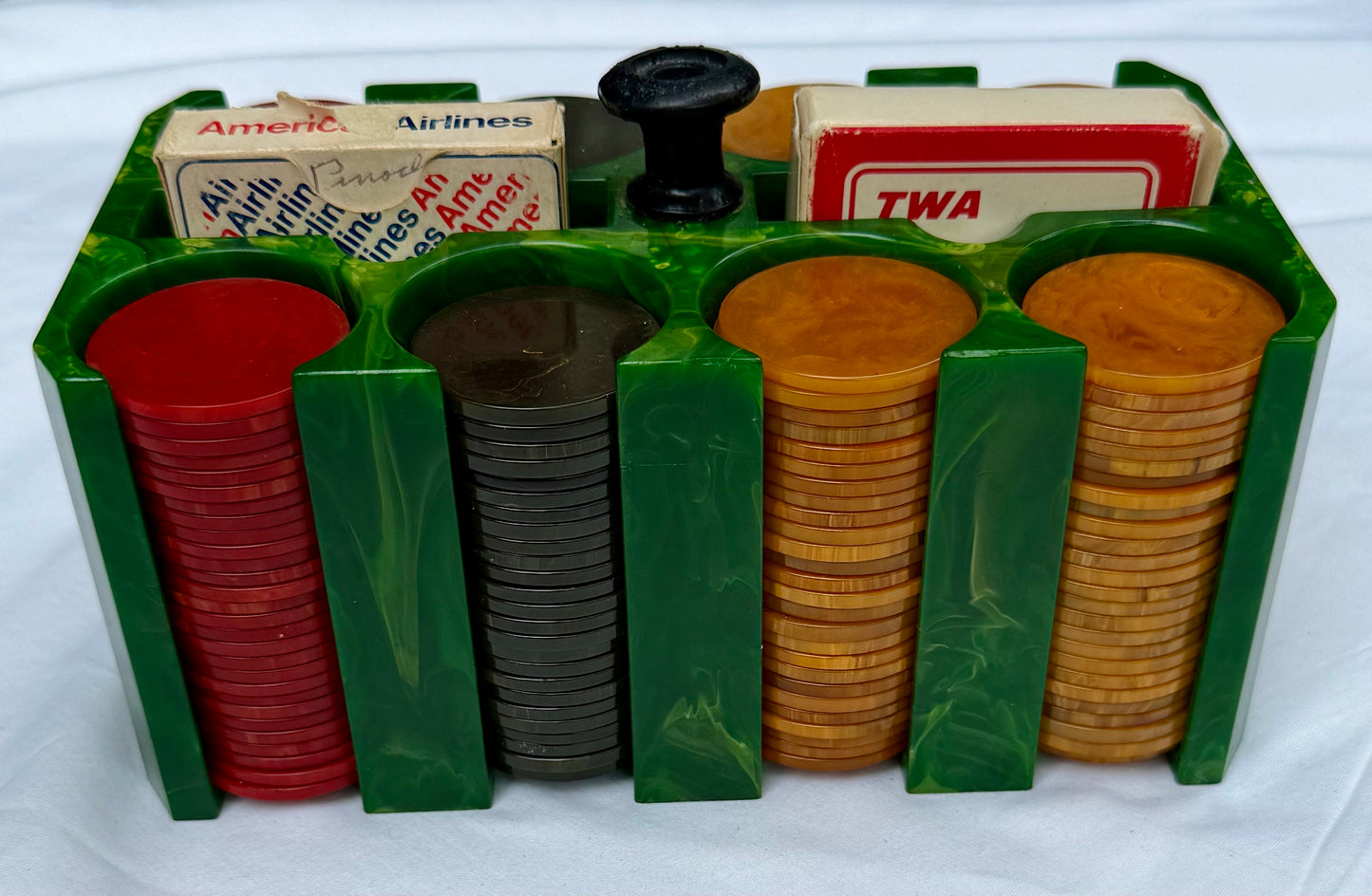 Bakelite Poker Chip Rack W/Chips