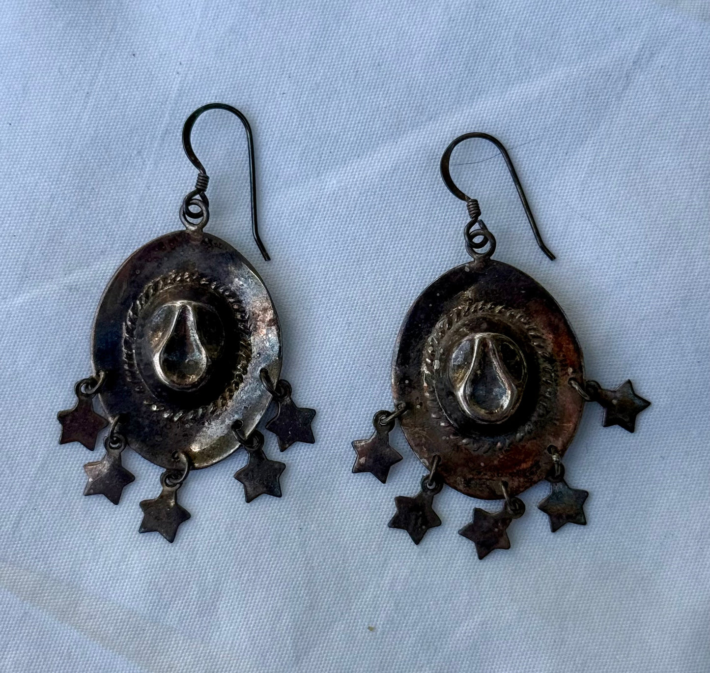 Sterling Silver Cowboy Hat Earrings