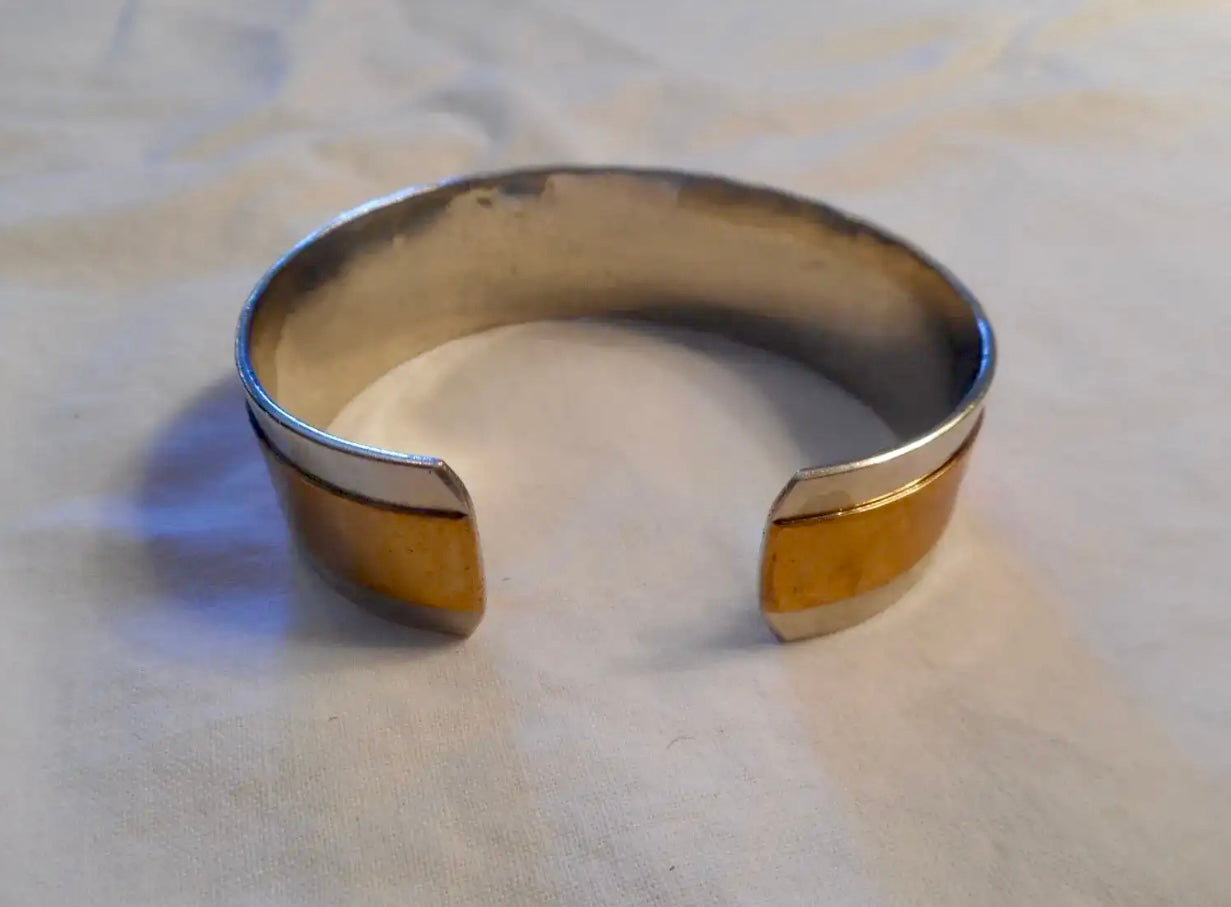 Navajo Sterling & 12K GF Stamped Cuff Bracelet
