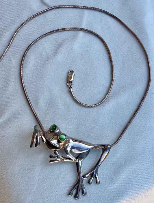 Sterling Silver Frog Necklace