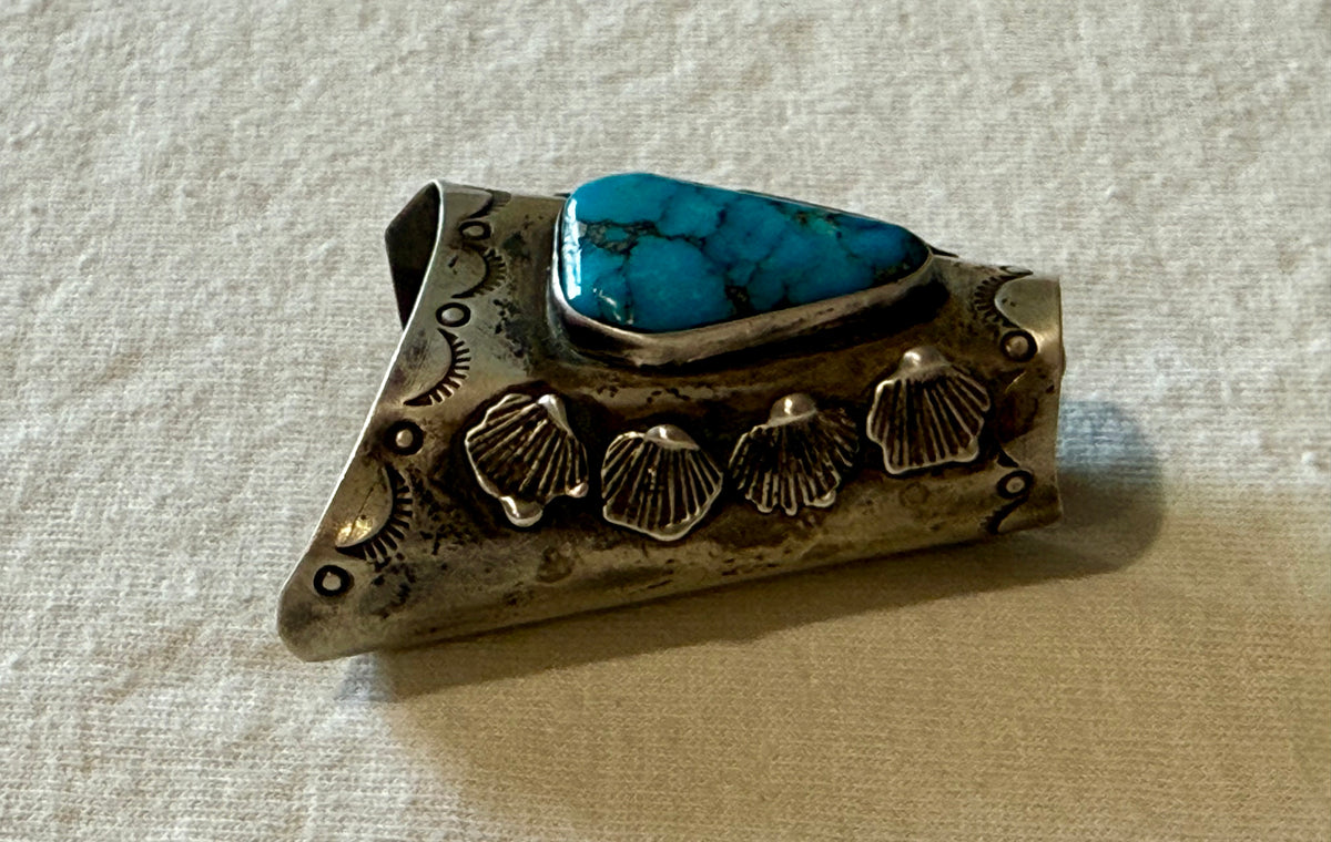 Turquoise and Sterling Silver Scarf Slide