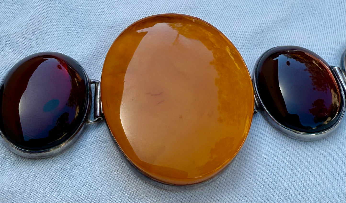 Vintage Amber and Sterling Silver Bracelet