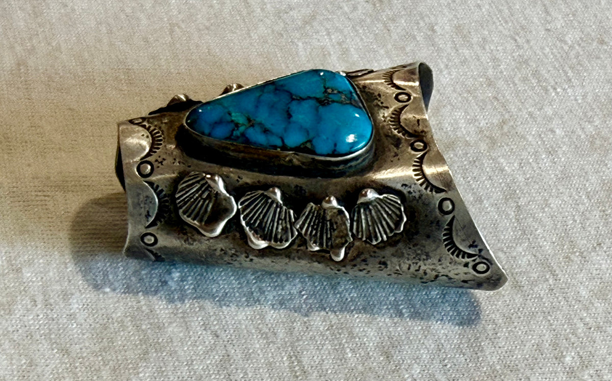 Turquoise and Sterling Silver Scarf Slide