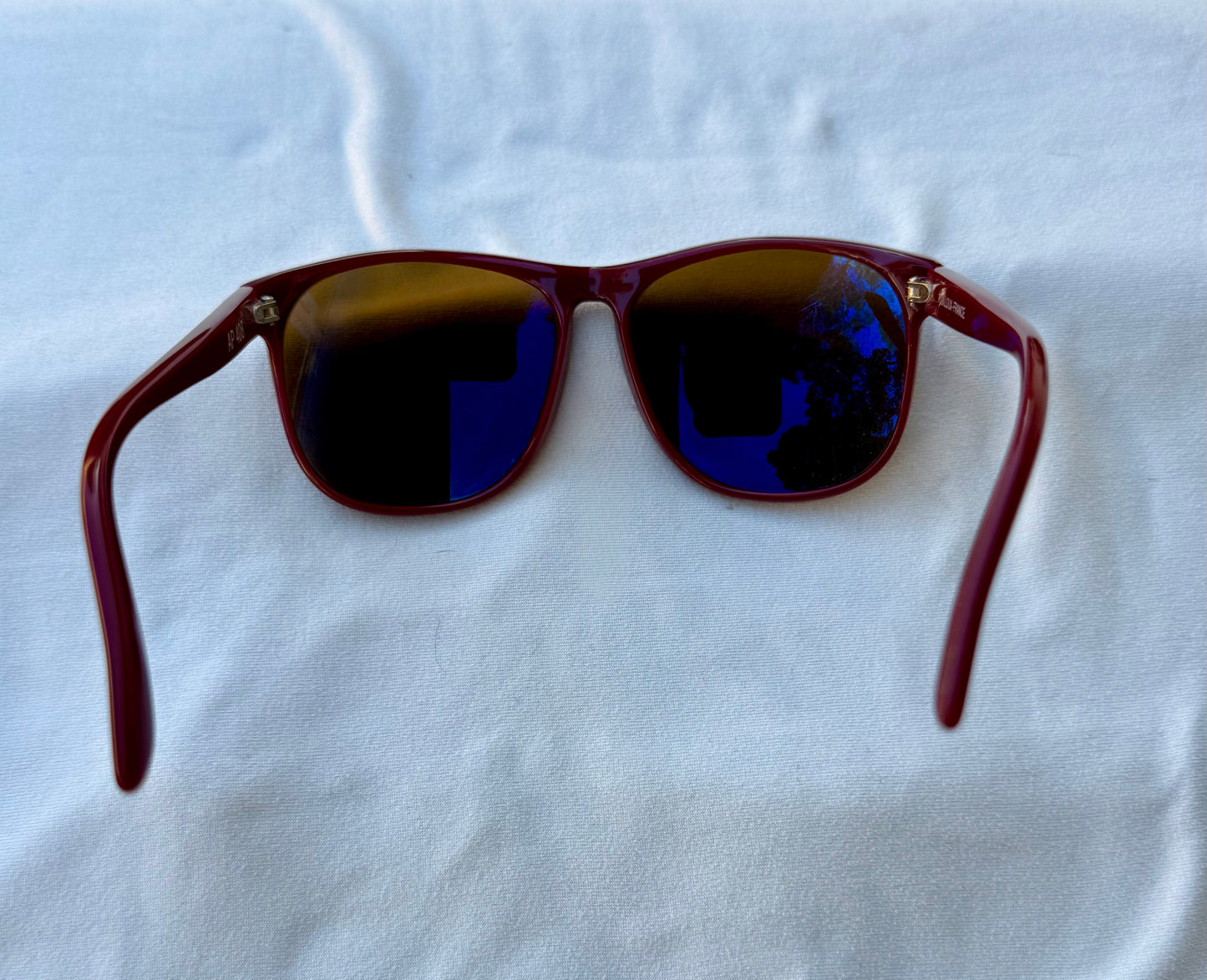 Vuarnet Red Sunglasses with Blue Mirrored Lenses