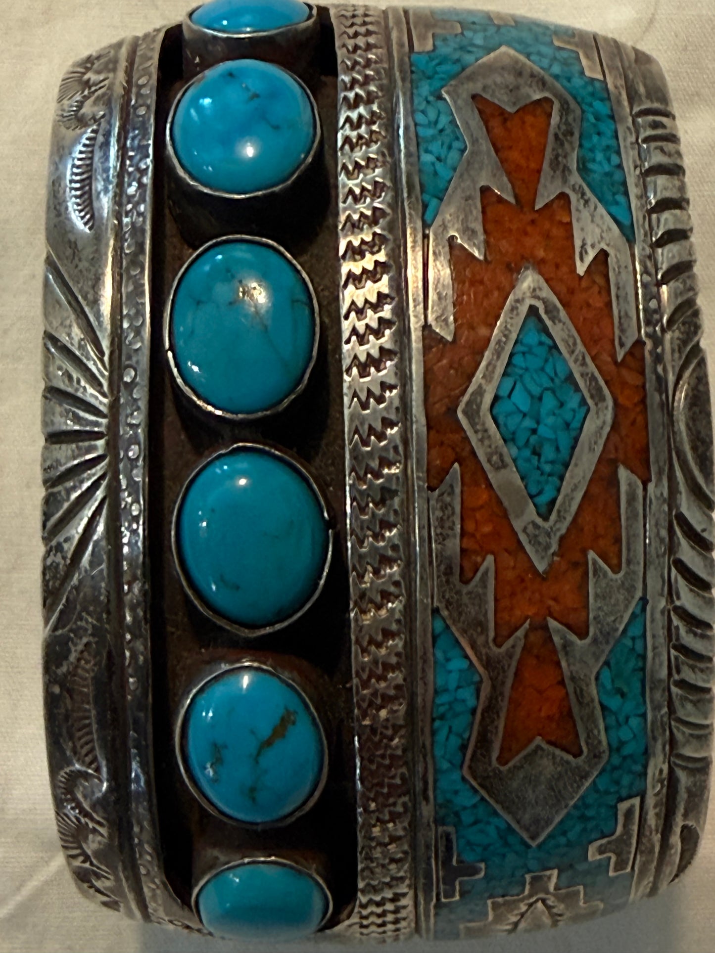 Tommy Singer Turquoise and Coral Bracelet