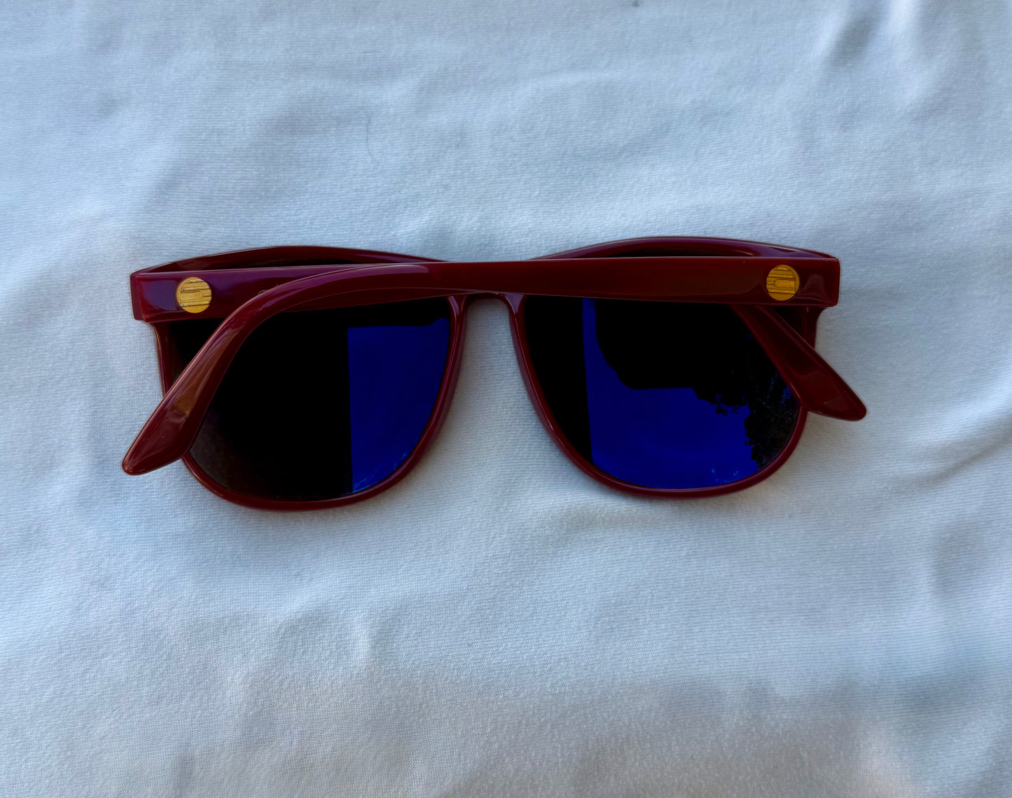 Vuarnet Red Sunglasses with Blue Mirrored Lenses