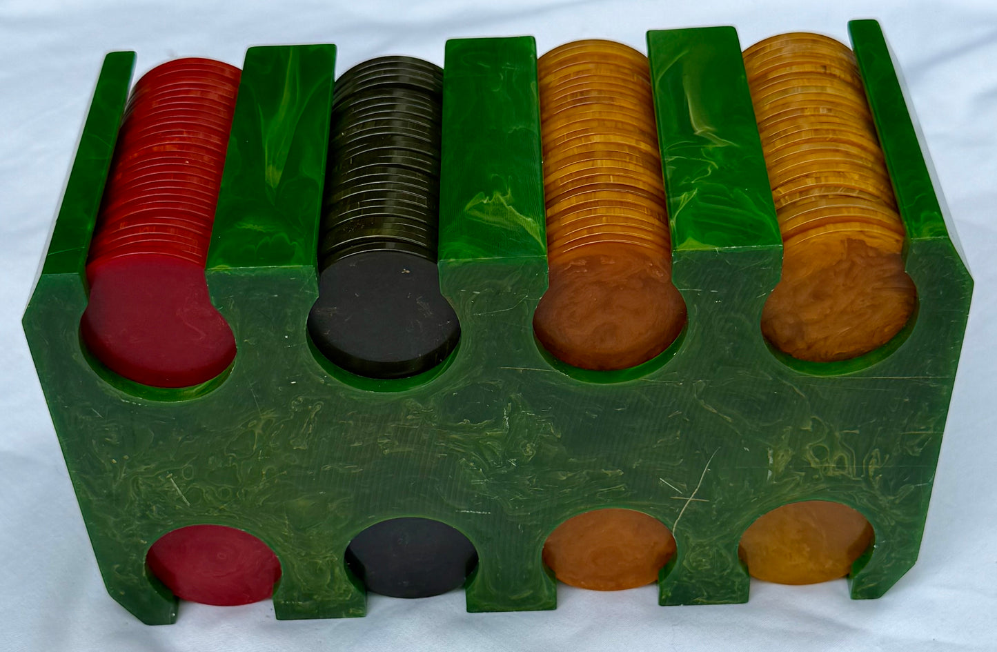 Bakelite Poker Chip Rack W/Chips