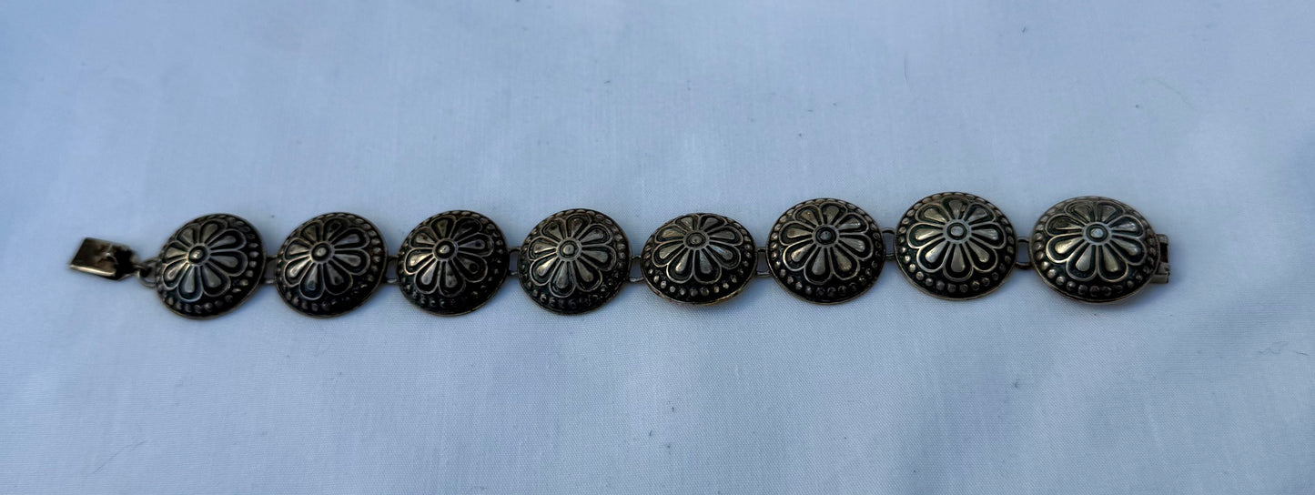 Vintage Sterling Silver Concho Bracelet