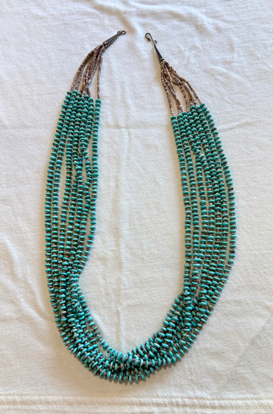 7-Strand Turquoise and Heshi Necklace