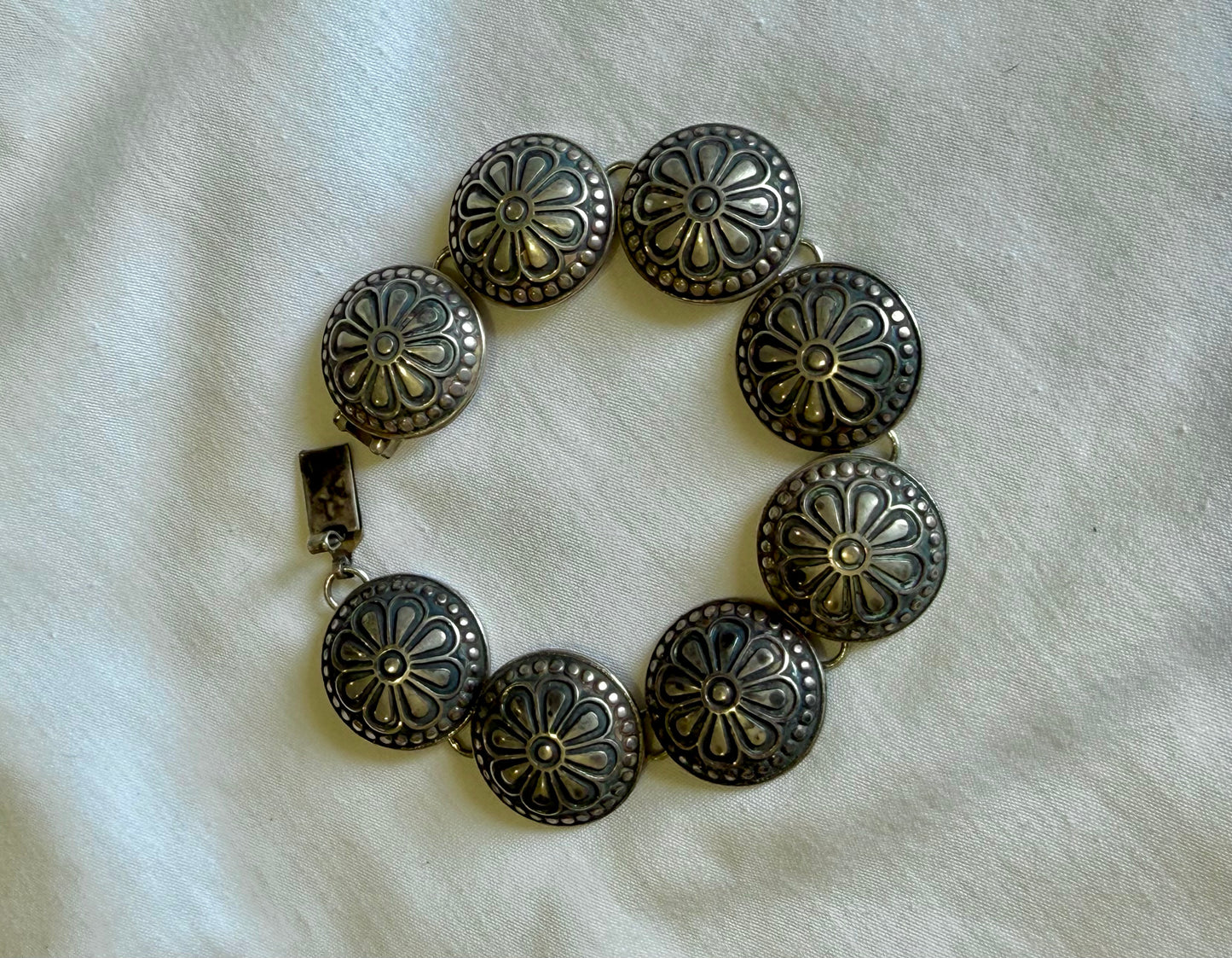 Vintage Sterling Silver Concho Bracelet