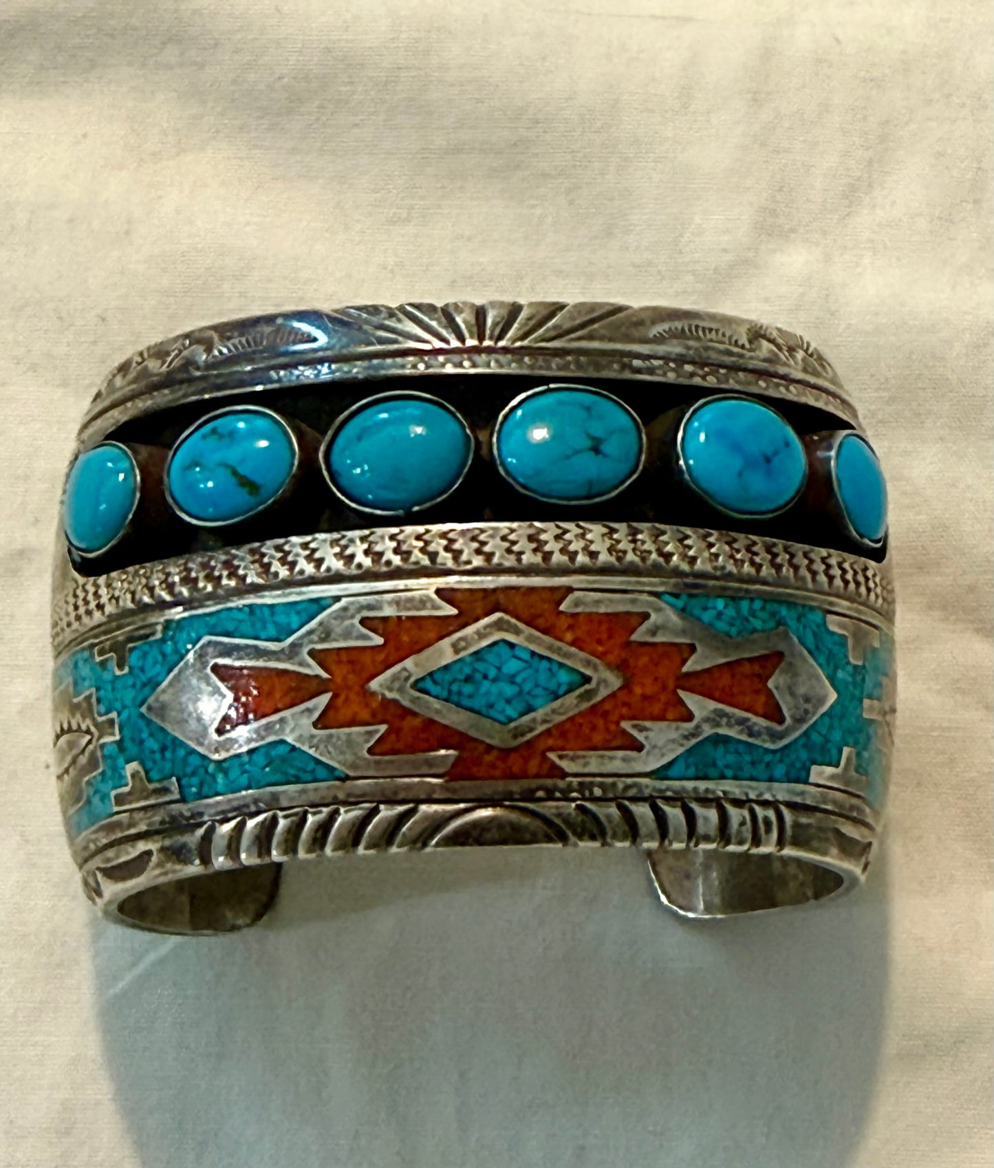 Tommy Singer Turquoise and Coral Bracelet