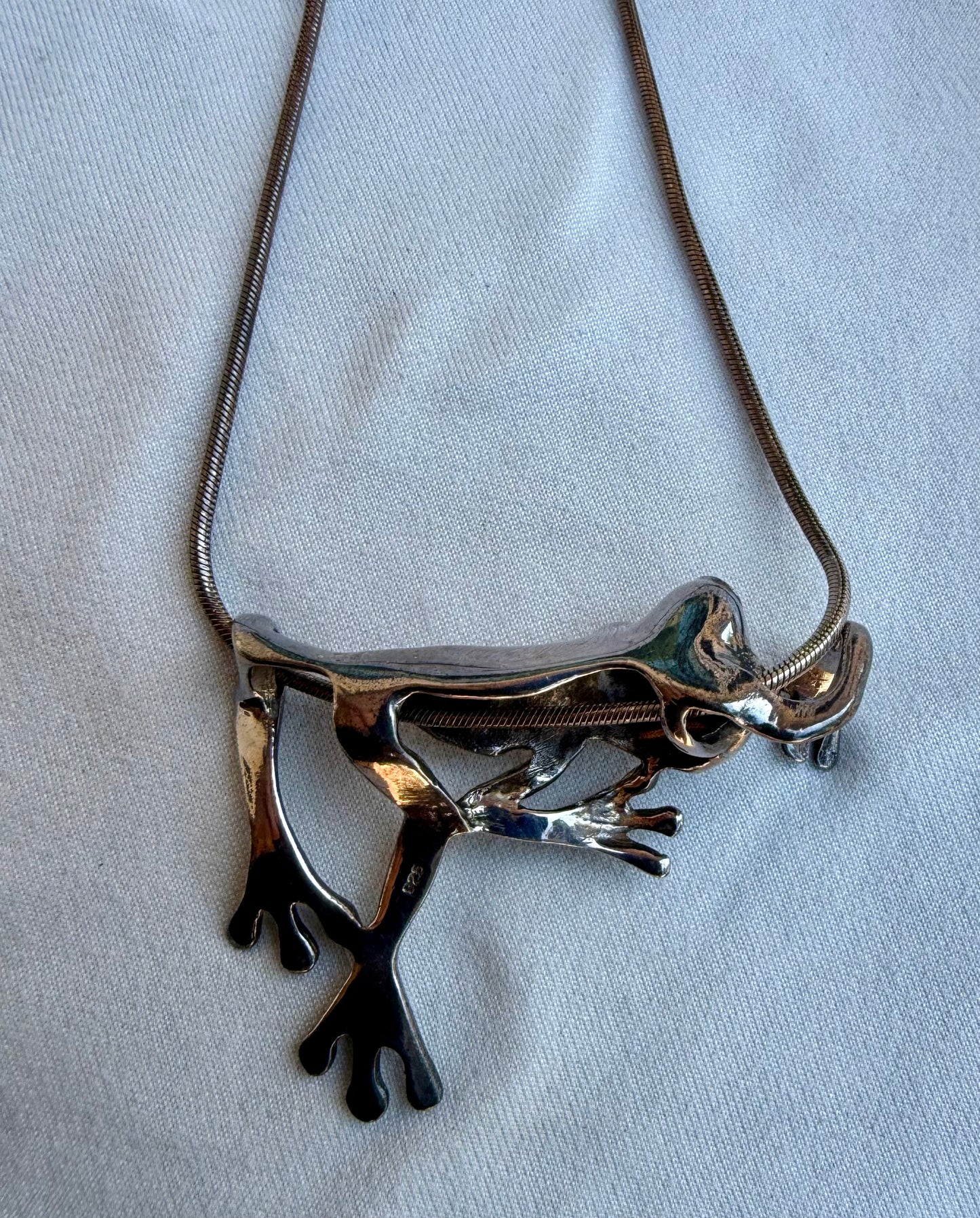 Sterling Silver Frog Necklace