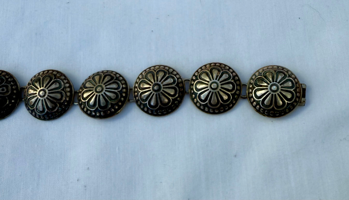 Vintage Sterling Silver Concho Bracelet