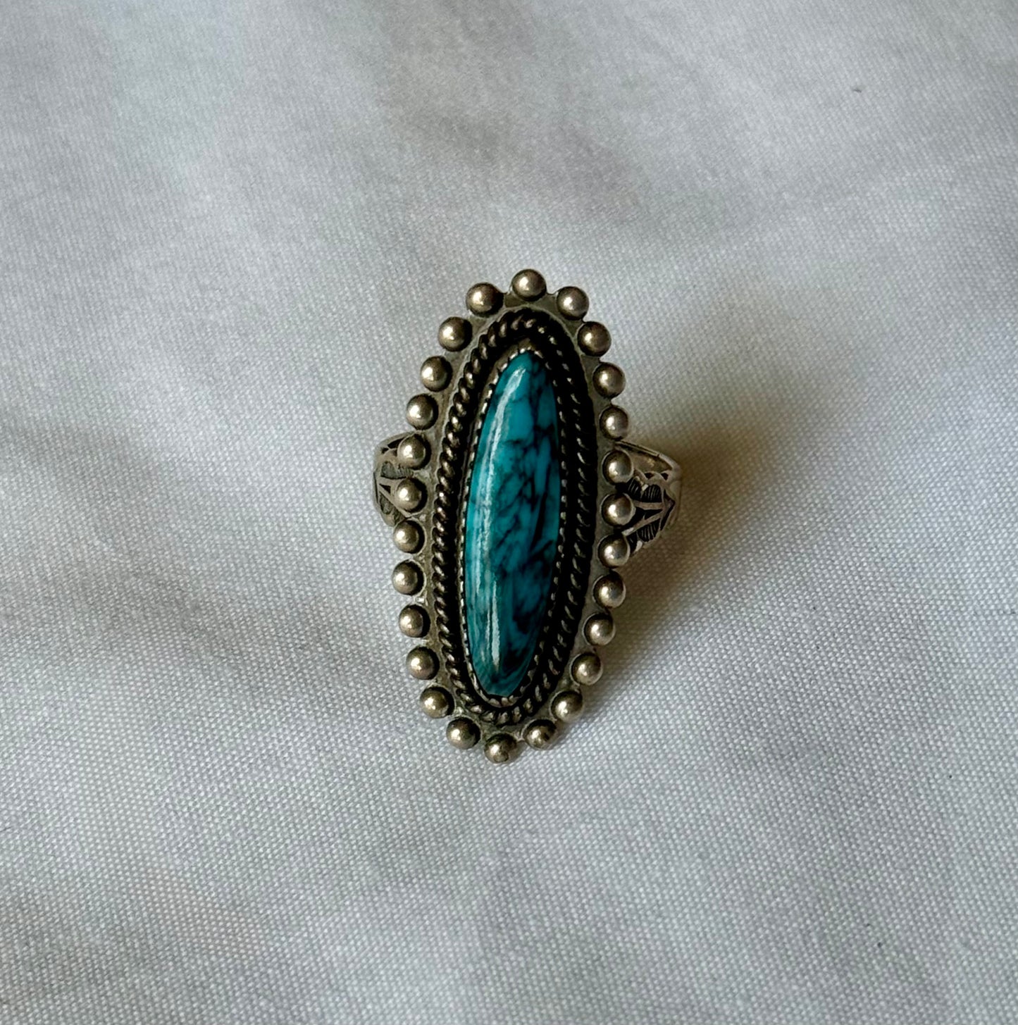Sterling Silver and Turquoise Bell Trading Post Vintage Ring