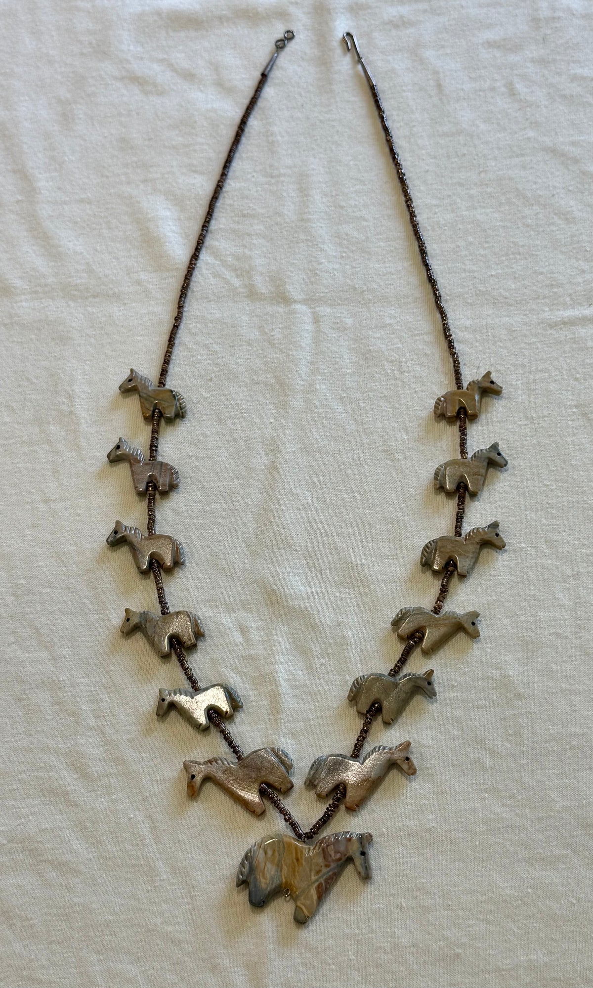 Vintage Serpentine Horse Fetish Necklace