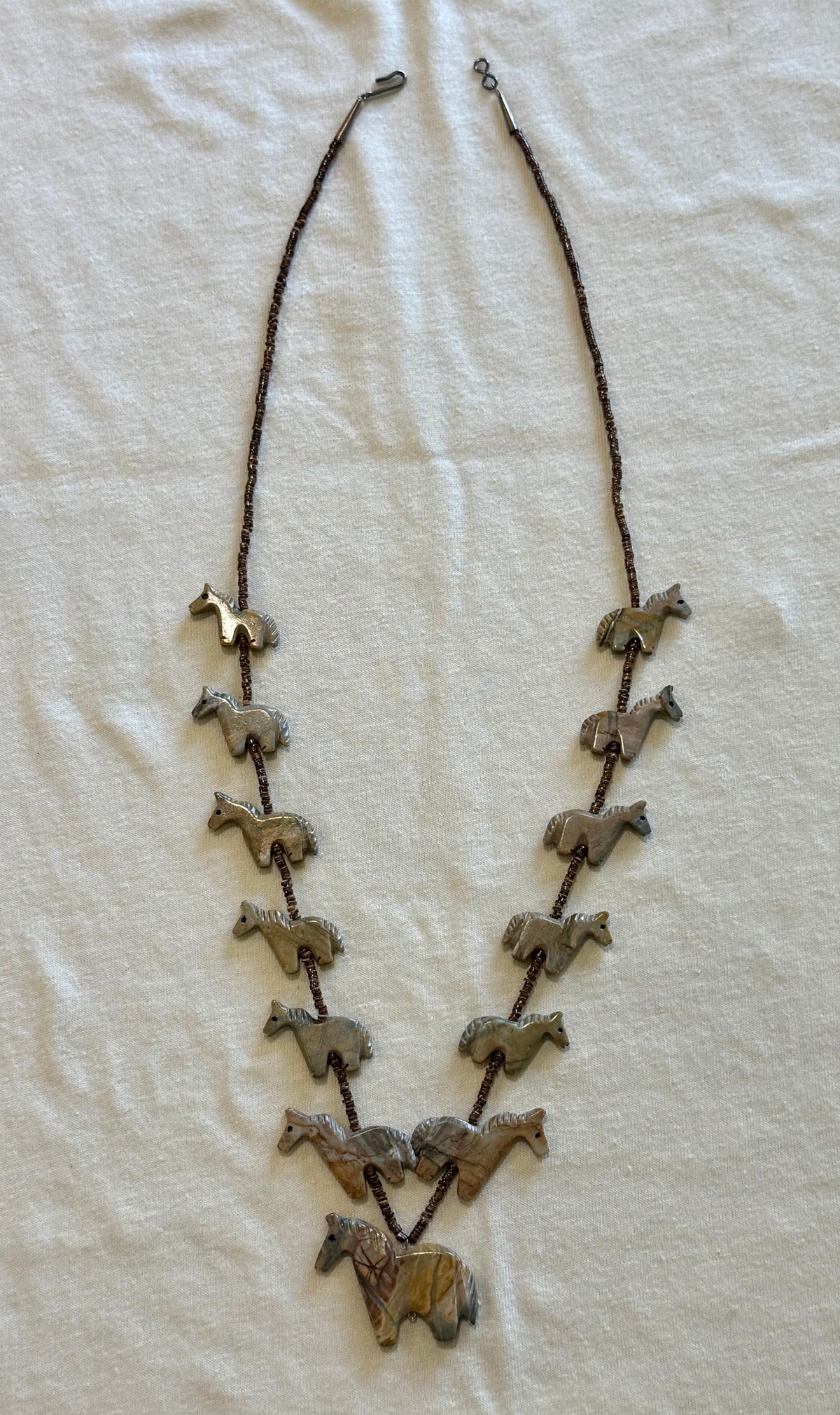 Vintage Serpentine Horse Fetish Necklace