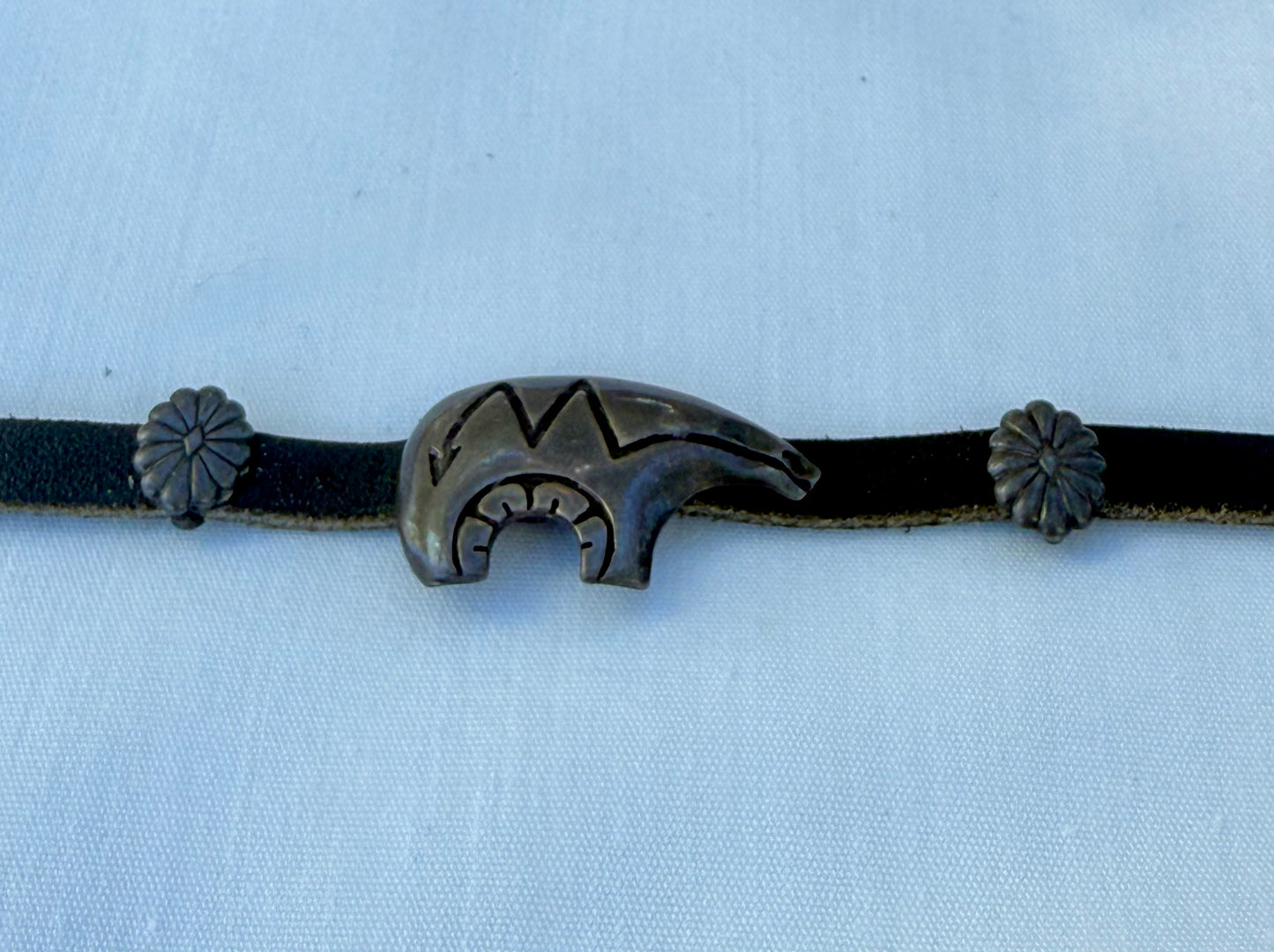 Vintage Leather and Sterling Bracelet
