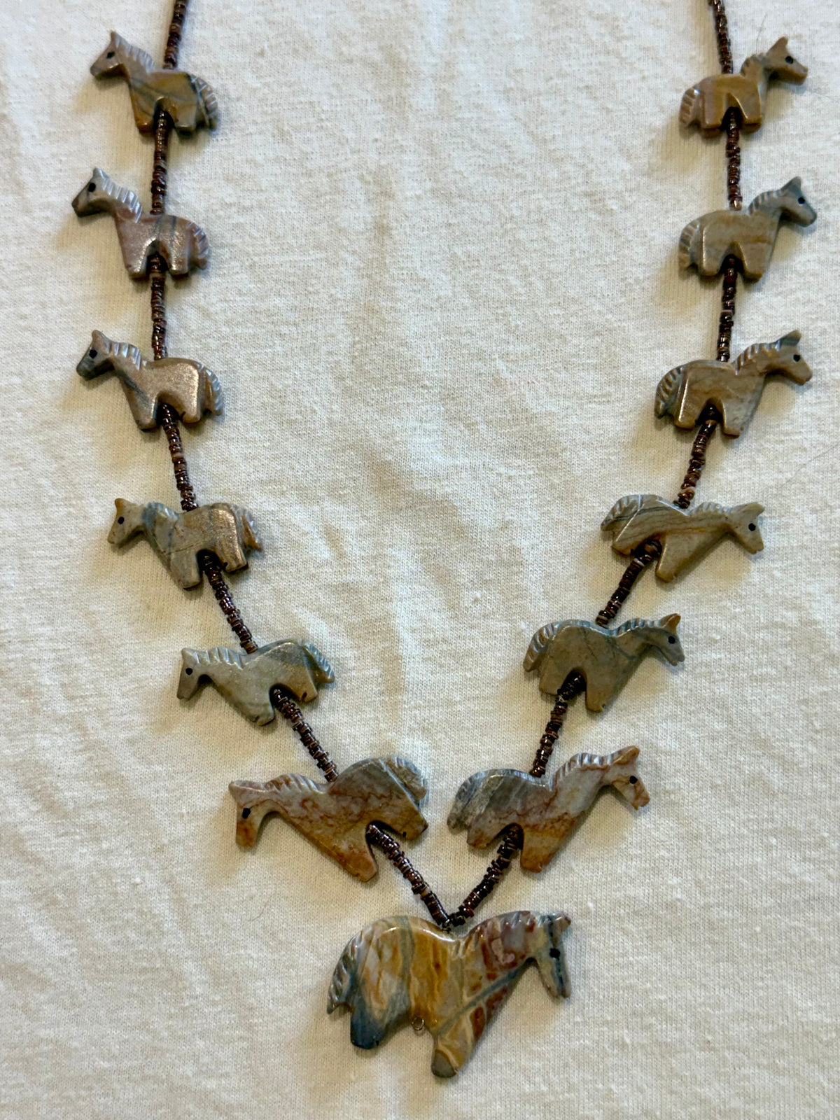 Vintage Serpentine Horse Fetish Necklace