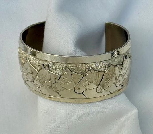 Hand Carved Sterling Horse Cuff