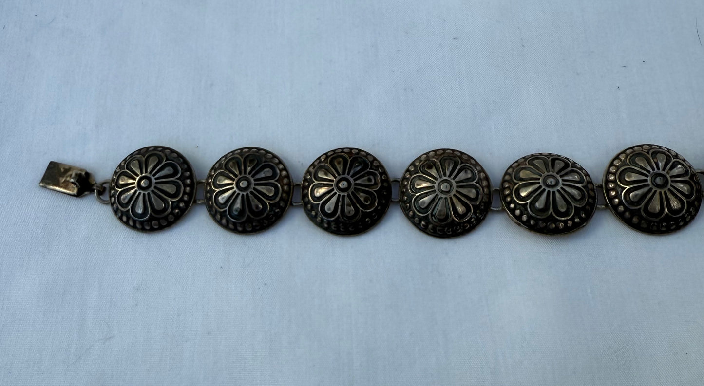 Vintage Sterling Silver Concho Bracelet