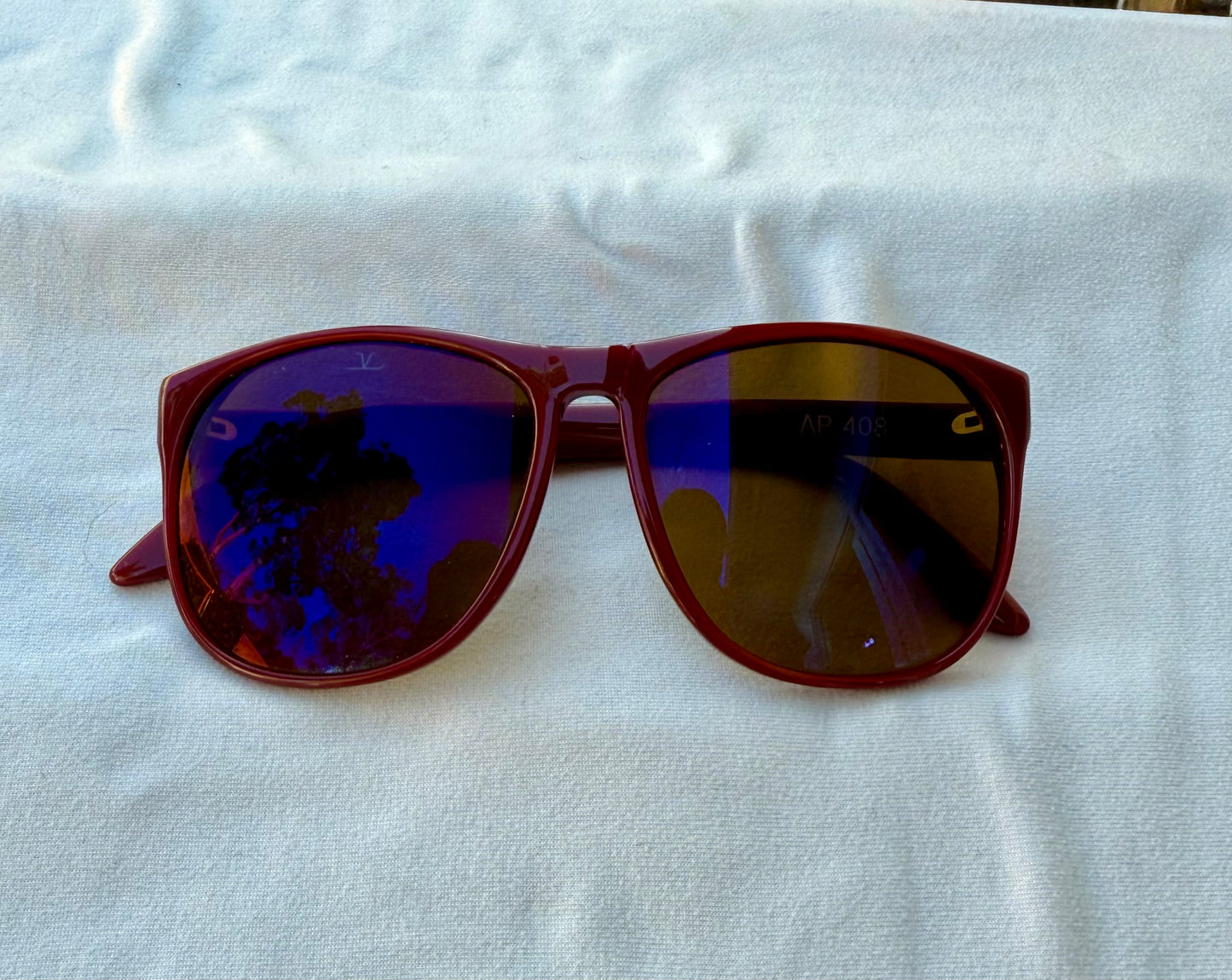 Vuarnet Red Sunglasses with Blue Mirrored Lenses