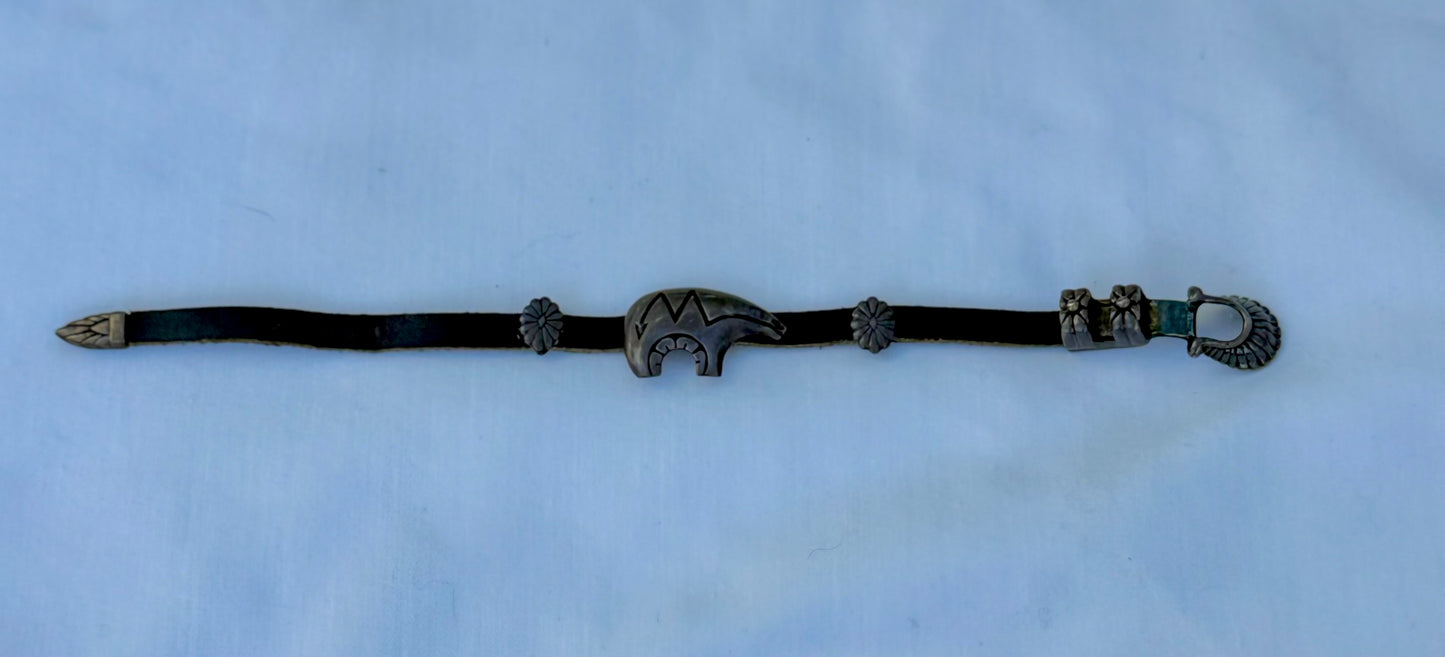 Vintage Leather and Sterling Bracelet