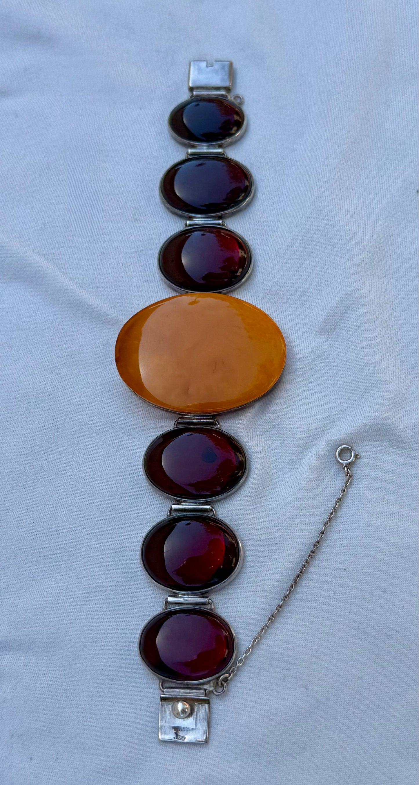 Vintage Amber and Sterling Silver Bracelet