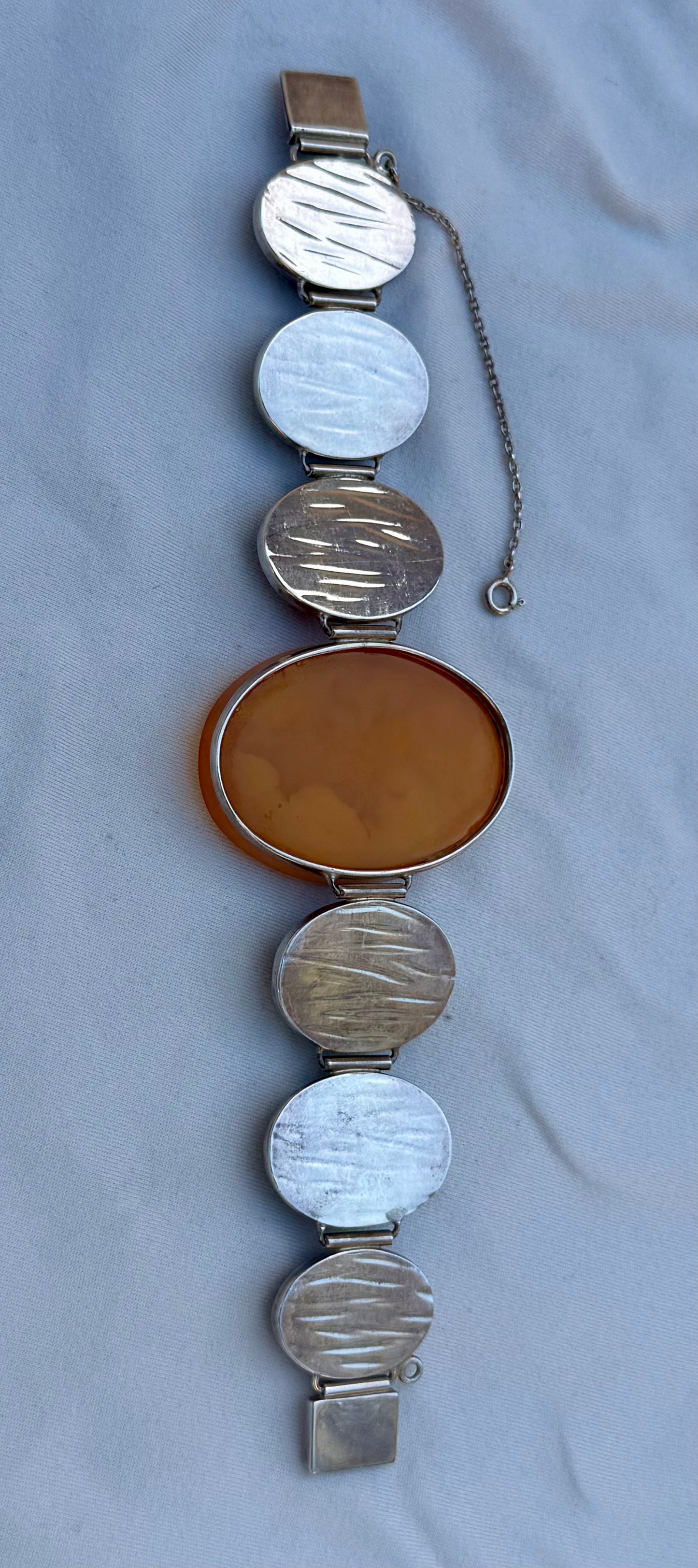 Vintage Amber and Sterling Silver Bracelet