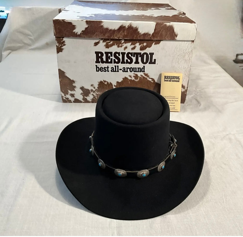 Resistol Vintage 3X Heeler Hat with Sterling Turquoise Hat Band