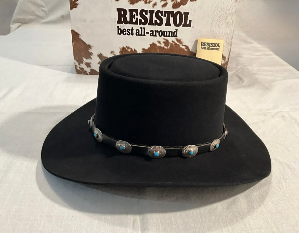 Resistol Vintage 3X Heeler Hat with Sterling Turquoise Hat Band