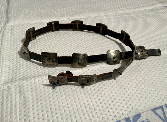 Sterling and Turquoise Vintage Signed Hat Band